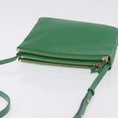 CELINE Trio Shoulder Bag Leather Green Gold Auth 209280-7