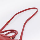 PRADA Hand Bag Leather 2way Red Gold Auth 209282A-10