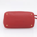 PRADA Hand Bag Leather 2way Red Gold Auth 209282A-11