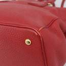 PRADA Hand Bag Leather 2way Red Gold Auth 209282A-12
