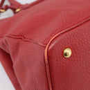 PRADA Hand Bag Leather 2way Red Gold Auth 209282A-13