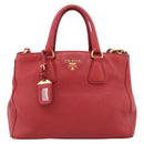 PRADA Hand Bag Leather 2way Red Gold Auth 209282A-2