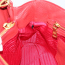 PRADA Hand Bag Leather 2way Red Gold Auth 209282A-21