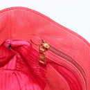 PRADA Hand Bag Leather 2way Red Gold Auth 209282A-22