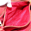 PRADA Hand Bag Leather 2way Red Gold Auth 209282A-26