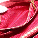 PRADA Hand Bag Leather 2way Red Gold Auth 209282A-29