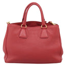 PRADA Hand Bag Leather 2way Red Gold Auth 209282A-3