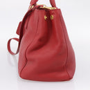 PRADA Hand Bag Leather 2way Red Gold Auth 209282A-5