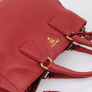 PRADA Hand Bag Leather 2way Red Gold Auth 209282A-6