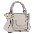 Chloe Marcie Shoulder Bag Leather Gray Gold Auth 209288V-1