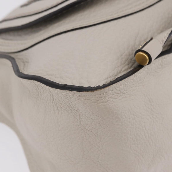 Chloe Marcie Shoulder Bag Leather Gray Gold Auth 209288V