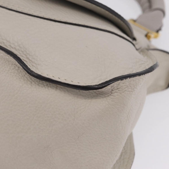 Chloe Marcie Shoulder Bag Leather Gray Gold Auth 209288V