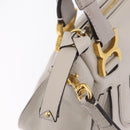 Chloe Marcie Shoulder Bag Leather Gray Gold Auth 209288V-16