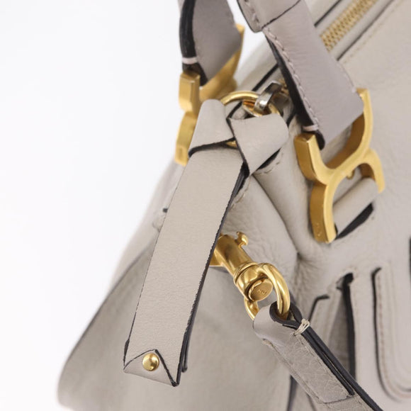 Chloe Marcie Shoulder Bag Leather Gray Gold Auth 209288V