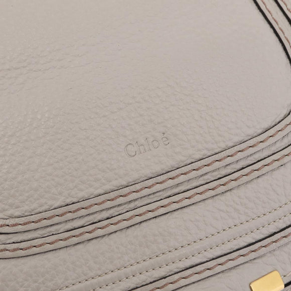 Chloe Marcie Shoulder Bag Leather Gray Gold Auth 209288V