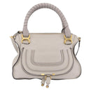 Chloe Marcie Shoulder Bag Leather Gray Gold Auth 209288V-2