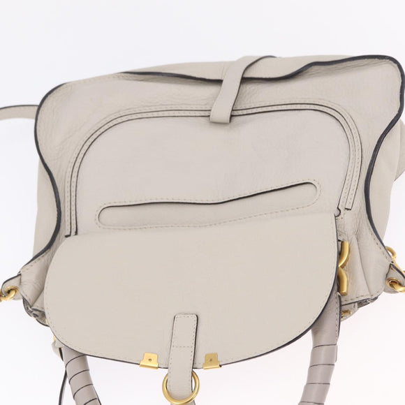 Chloe Marcie Shoulder Bag Leather Gray Gold Auth 209288V