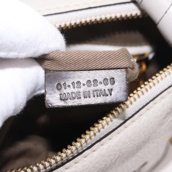 Chloe Marcie Shoulder Bag Leather Gray Gold Auth 209288V