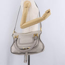 Chloe Marcie Shoulder Bag Leather Gray Gold Auth 209288V-28
