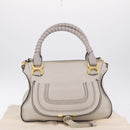 Chloe Marcie Shoulder Bag Leather Gray Gold Auth 209288V-29
