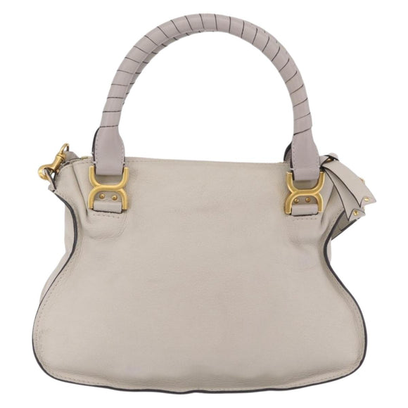 Chloe Marcie Shoulder Bag Leather Gray Gold Auth 209288V