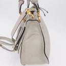 Chloe Marcie Shoulder Bag Leather Gray Gold Auth 209288V-4