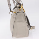 Chloe Marcie Shoulder Bag Leather Gray Gold Auth 209288V-5