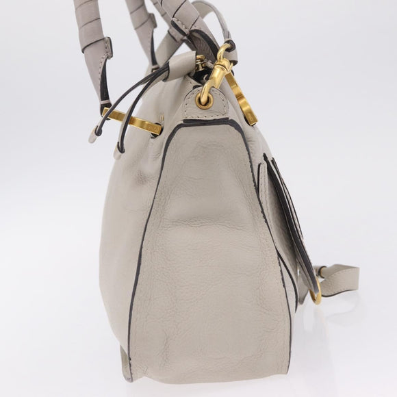 Chloe Marcie Shoulder Bag Leather Gray Gold Auth 209288V
