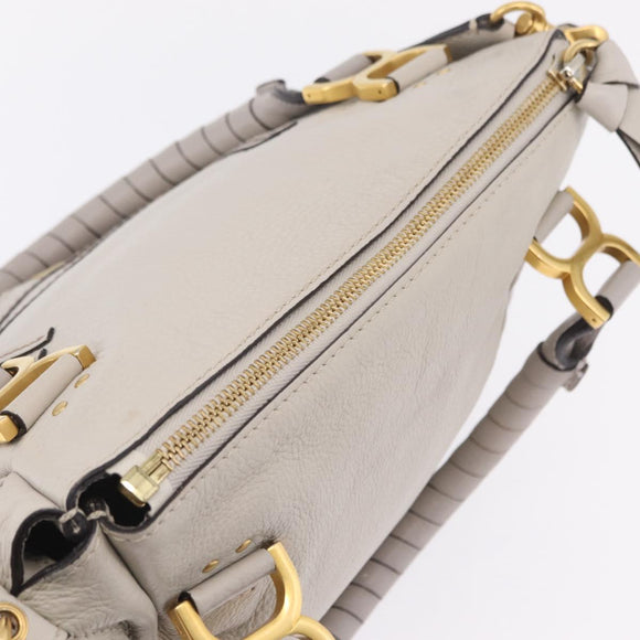 Chloe Marcie Shoulder Bag Leather Gray Gold Auth 209288V