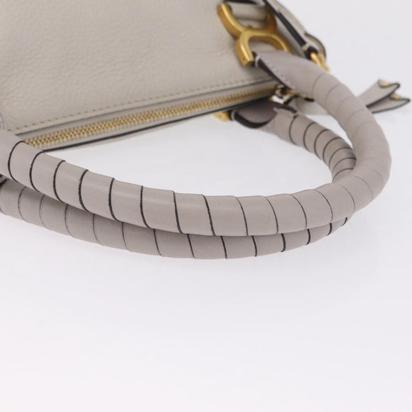 Chloe Marcie Shoulder Bag Leather Gray Gold Auth 209288V