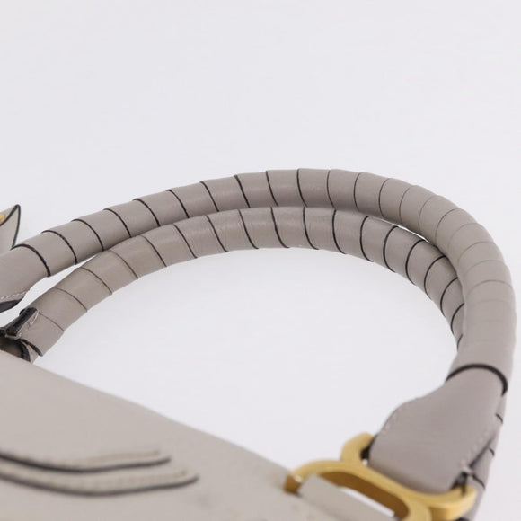 Chloe Marcie Shoulder Bag Leather Gray Gold Auth 209288V