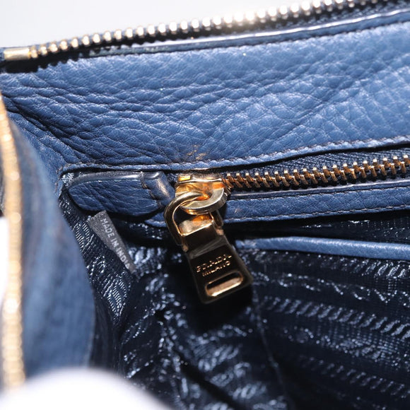 PRADA Shoulder Bag Jacquard Navy Gold Auth 209294A