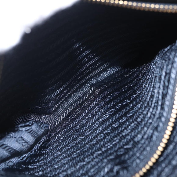 PRADA Shoulder Bag Jacquard Navy Gold Auth 209294A