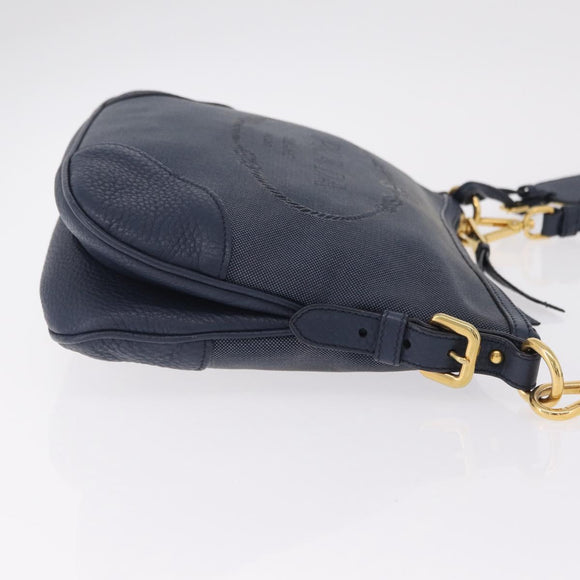 PRADA Shoulder Bag Jacquard Navy Gold Auth 209294A