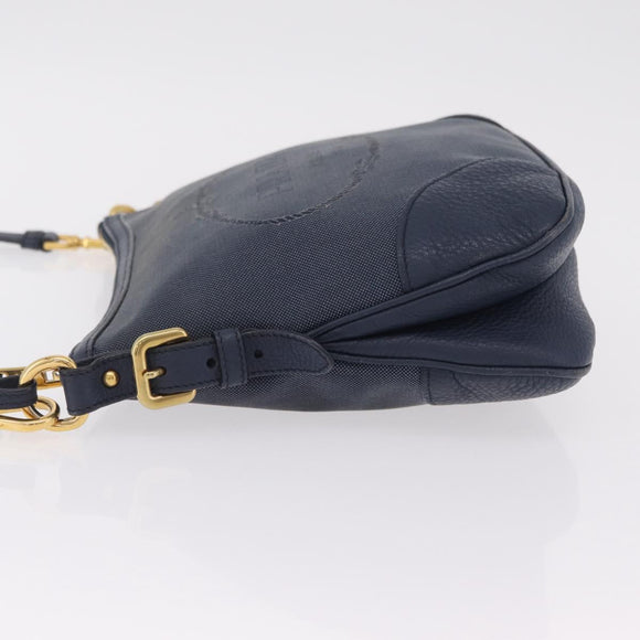 PRADA Shoulder Bag Jacquard Navy Gold Auth 209294A