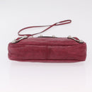 Balenciaga Giant Hip Shoulder Bag Leather Wine Red Silver 230640 Auth 209295V-6