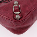 Balenciaga Giant Hip Shoulder Bag Leather Wine Red Silver 230640 Auth 209295V-15