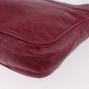 Balenciaga Giant Hip Shoulder Bag Leather Wine Red Silver 230640 Auth 209295V-18