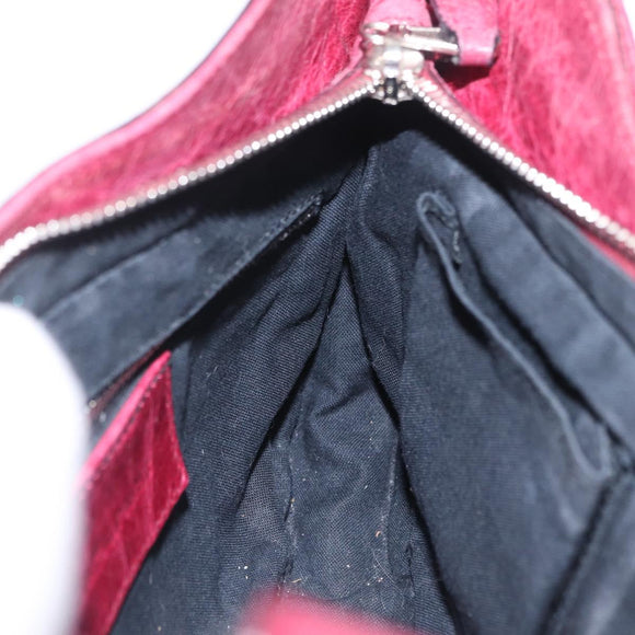 Balenciaga Giant Hip Shoulder Bag Leather Wine Red Silver 230640 Auth 209295V