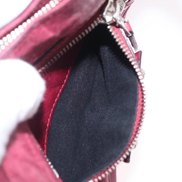 Balenciaga Giant Hip Shoulder Bag Leather Wine Red Silver 230640 Auth 209295V