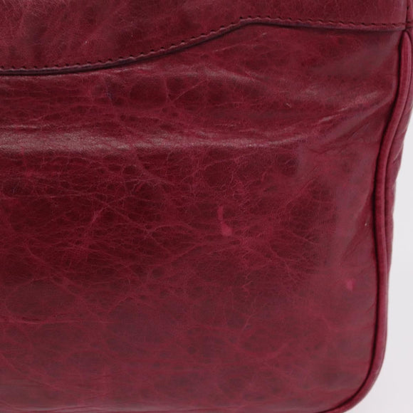 Balenciaga Giant Hip Shoulder Bag Leather Wine Red Silver 230640 Auth 209295V