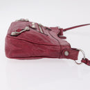 Balenciaga Giant Hip Shoulder Bag Leather Wine Red Silver 230640 Auth 209295V-4