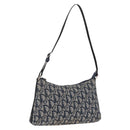 Christian Dior Trotter Canvas Accessory Pouch Navy Silver Auth 209296-1