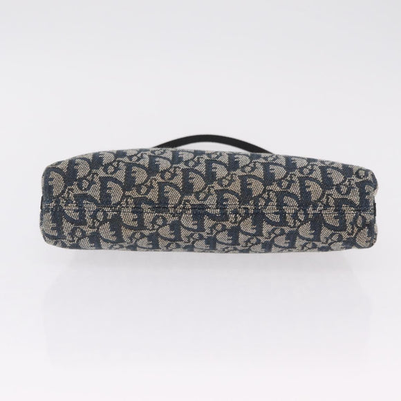 Christian Dior Trotter Canvas Accessory Pouch Navy Silver Auth 209296