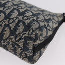 Christian Dior Trotter Canvas Accessory Pouch Navy Silver Auth 209296-16