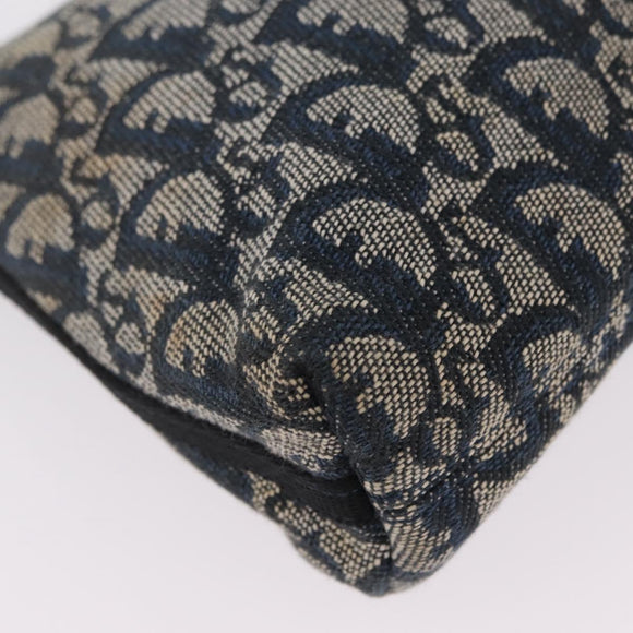 Christian Dior Trotter Canvas Accessory Pouch Navy Silver Auth 209296