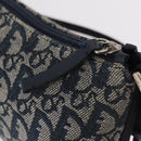 Christian Dior Trotter Canvas Accessory Pouch Navy Silver Auth 209296-10