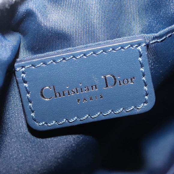Christian Dior Trotter Canvas Accessory Pouch Navy Silver Auth 209296
