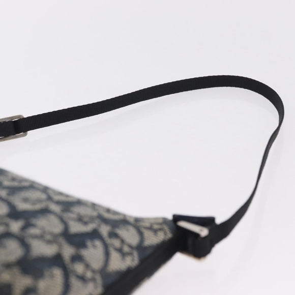 Christian Dior Trotter Canvas Accessory Pouch Navy Silver Auth 209296