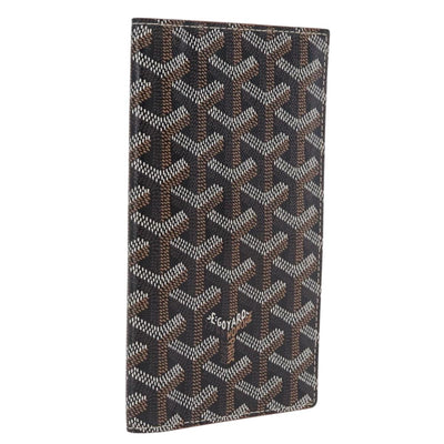 Goyard Herringbone Sun Rock Long Wallet PVC Leather Black Auth 209297M